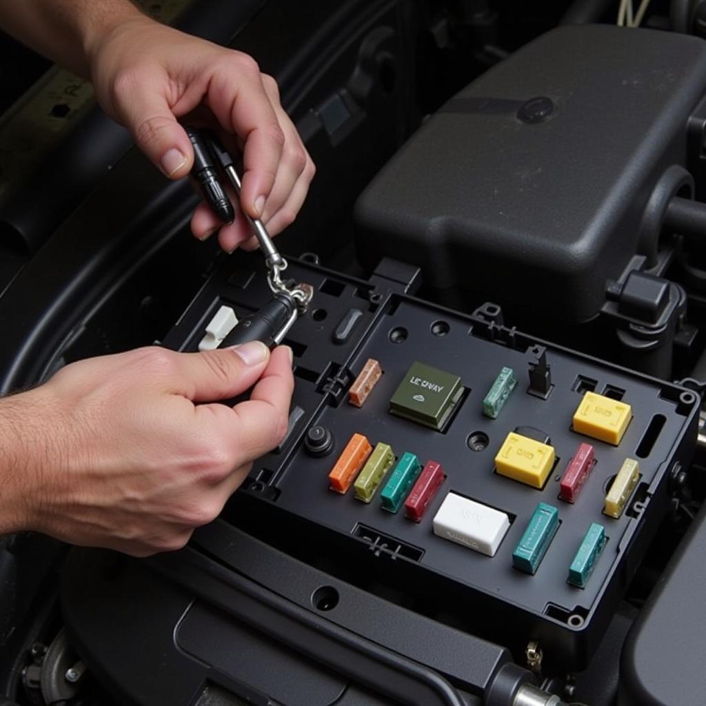 Checking Car Engine Bay Fuses