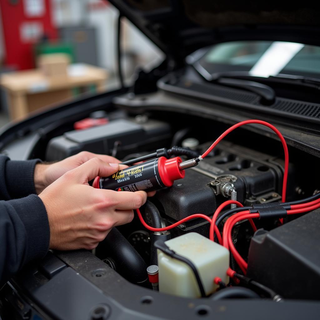 Mechanic Inspecting Starter Connections