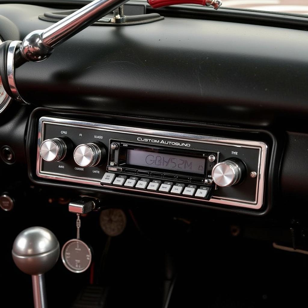 Custom Autosound USA 740 Classic Car Radio with Bluetooth in a Classic Car Dashboard