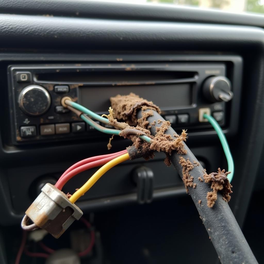 Damaged Car Radio Wiring