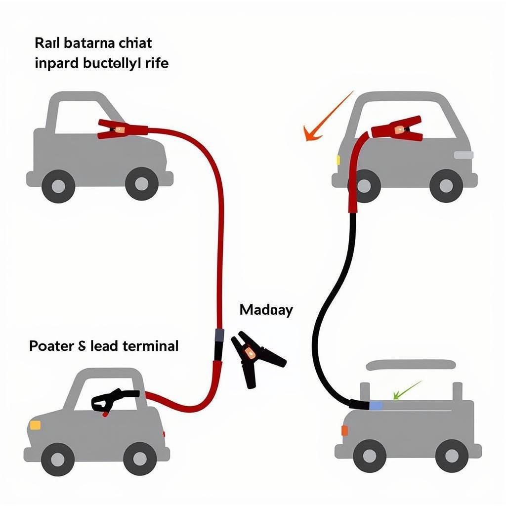 Car battery jump start with jumper cables