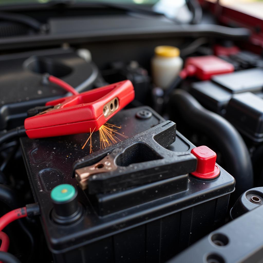 Car battery dead requiring jumper cables