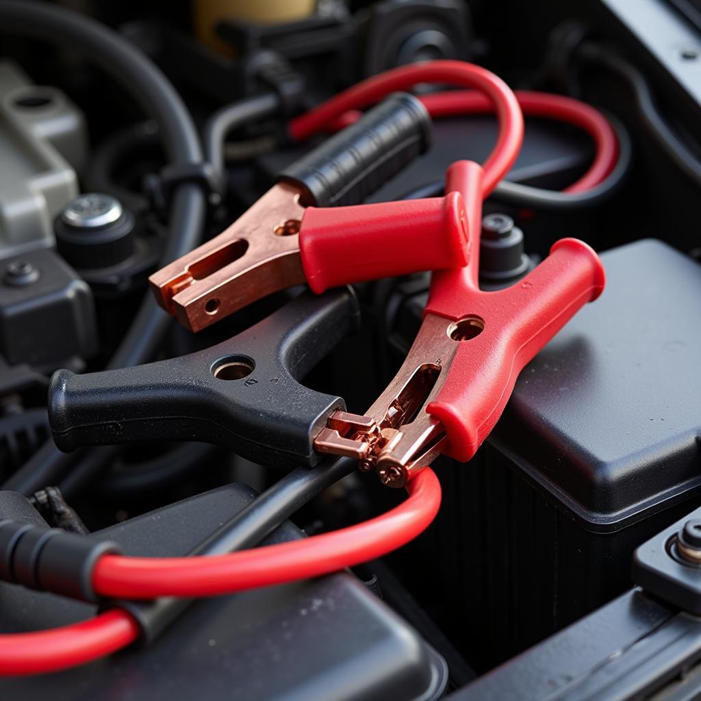 Car Battery Jump Start with Jumper Cables