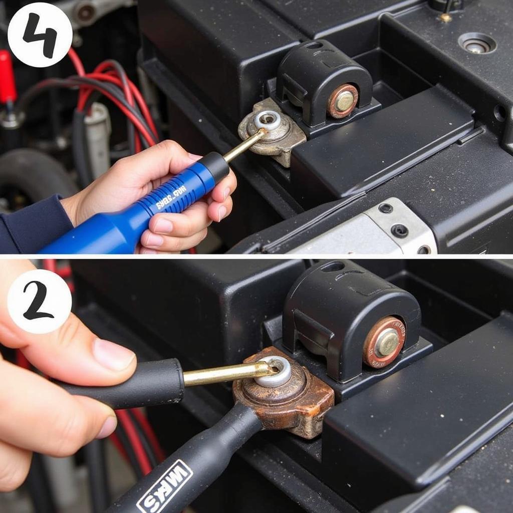 Checking Battery Terminals for Corrosion on a Dodge Charger