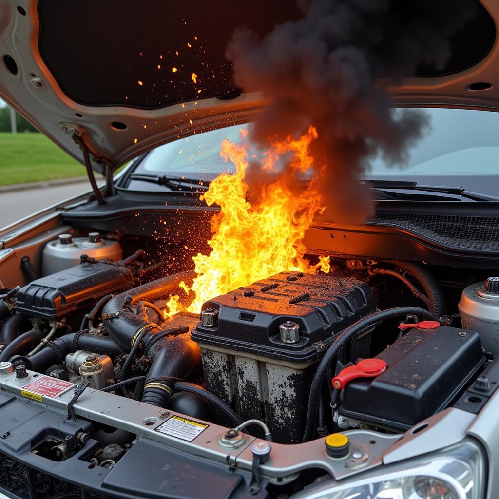 Exploded Car Battery Damage