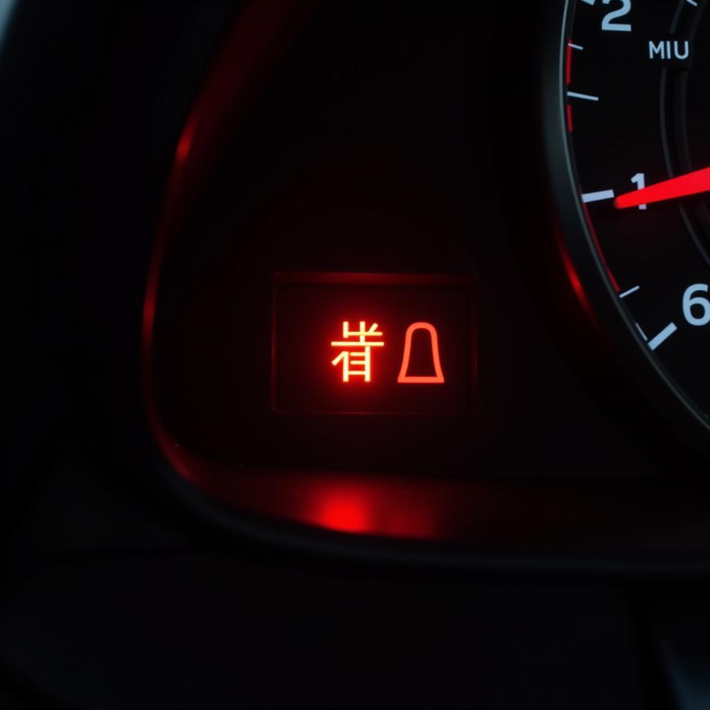 Flashing Red Brake Warning Light on Car Dashboard