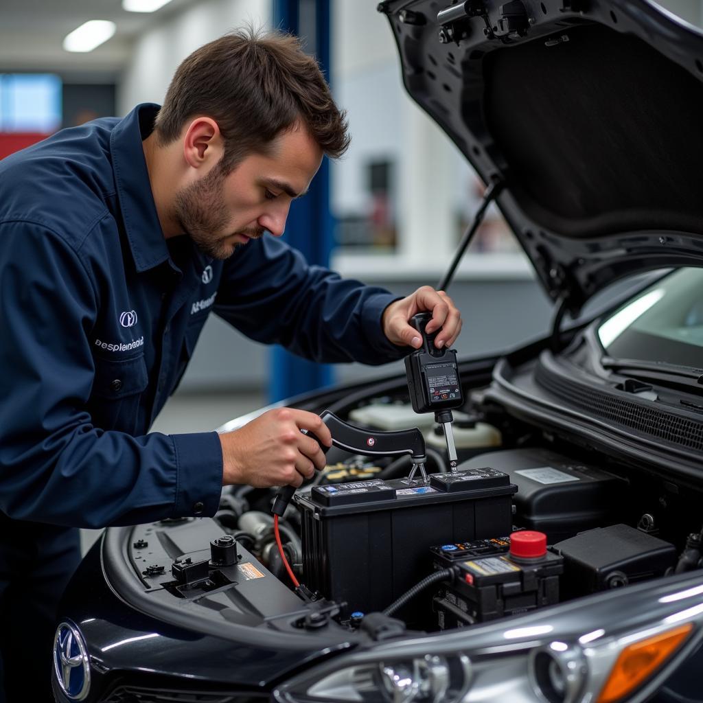 Hybrid Specialist Checking Prius Battery