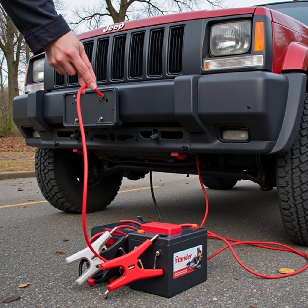 Jumpstarting a Jeep Cherokee with a Dead Battery