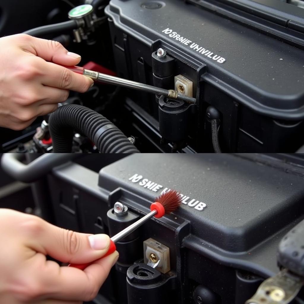 Cleaning corroded battery terminals on a Jeep Renegade