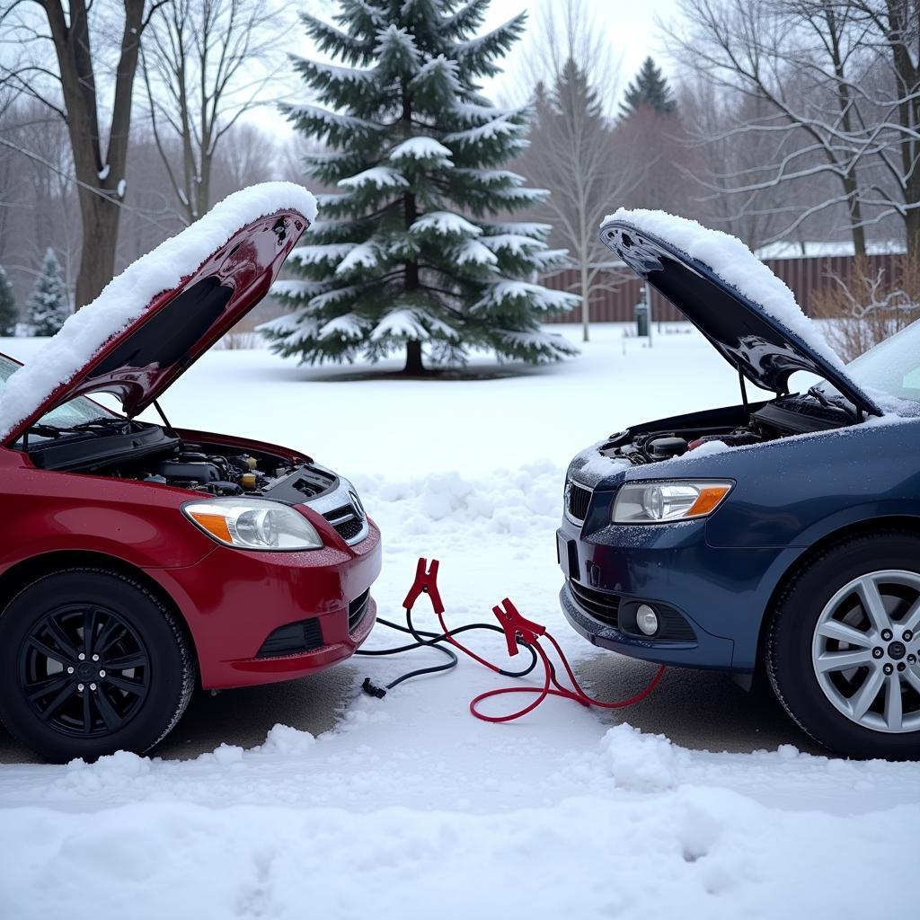 Jump Starting a Car in Winter