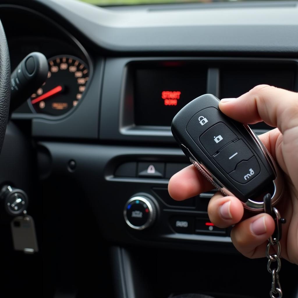 Pressing Car Start Button with Key Fob