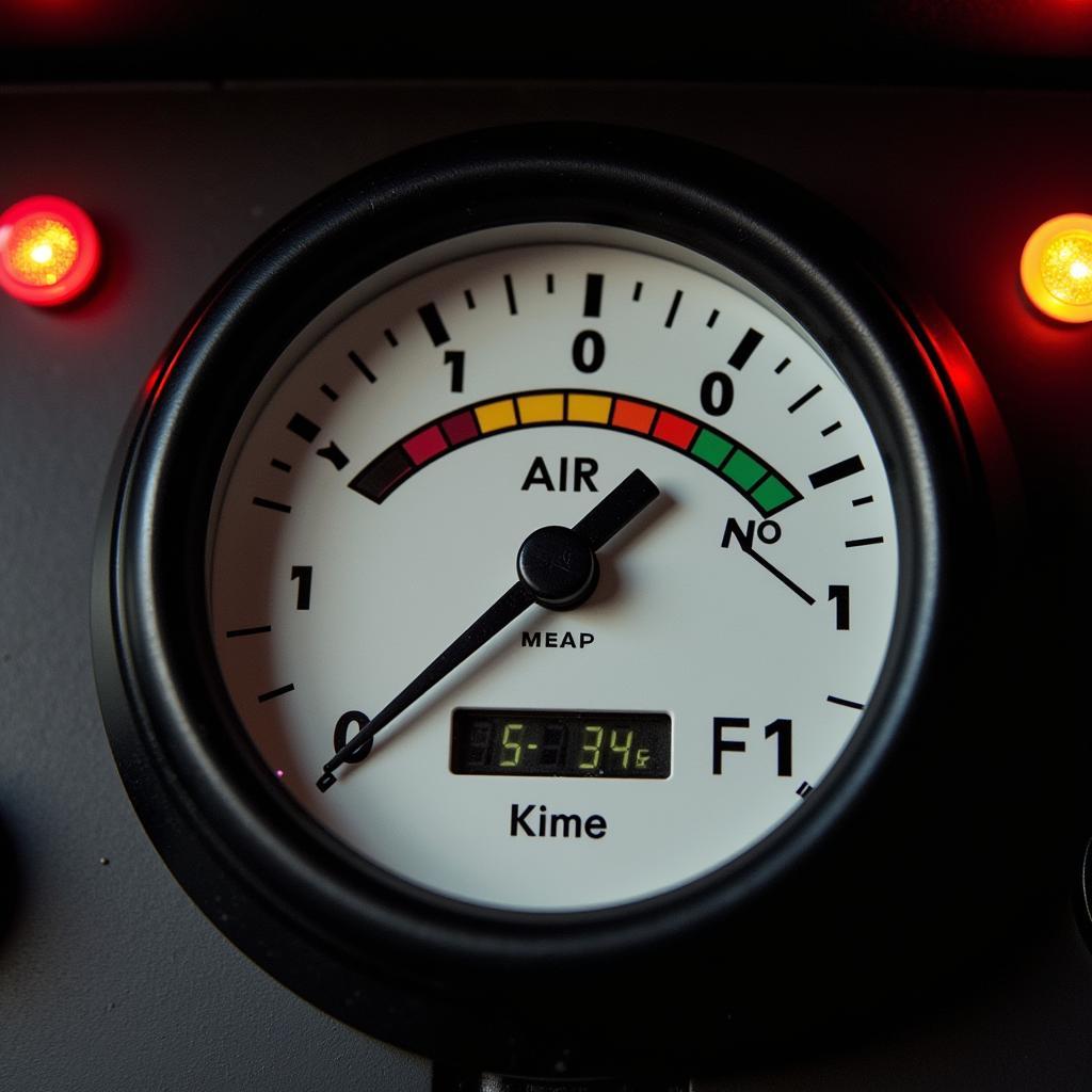 Low Air Pressure Gauge on a 1989 Peterbilt Dashboard