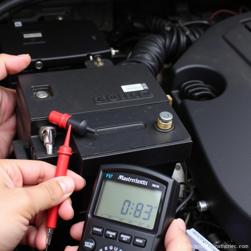 Testing a Maserati Ghibli Battery with a Multimeter