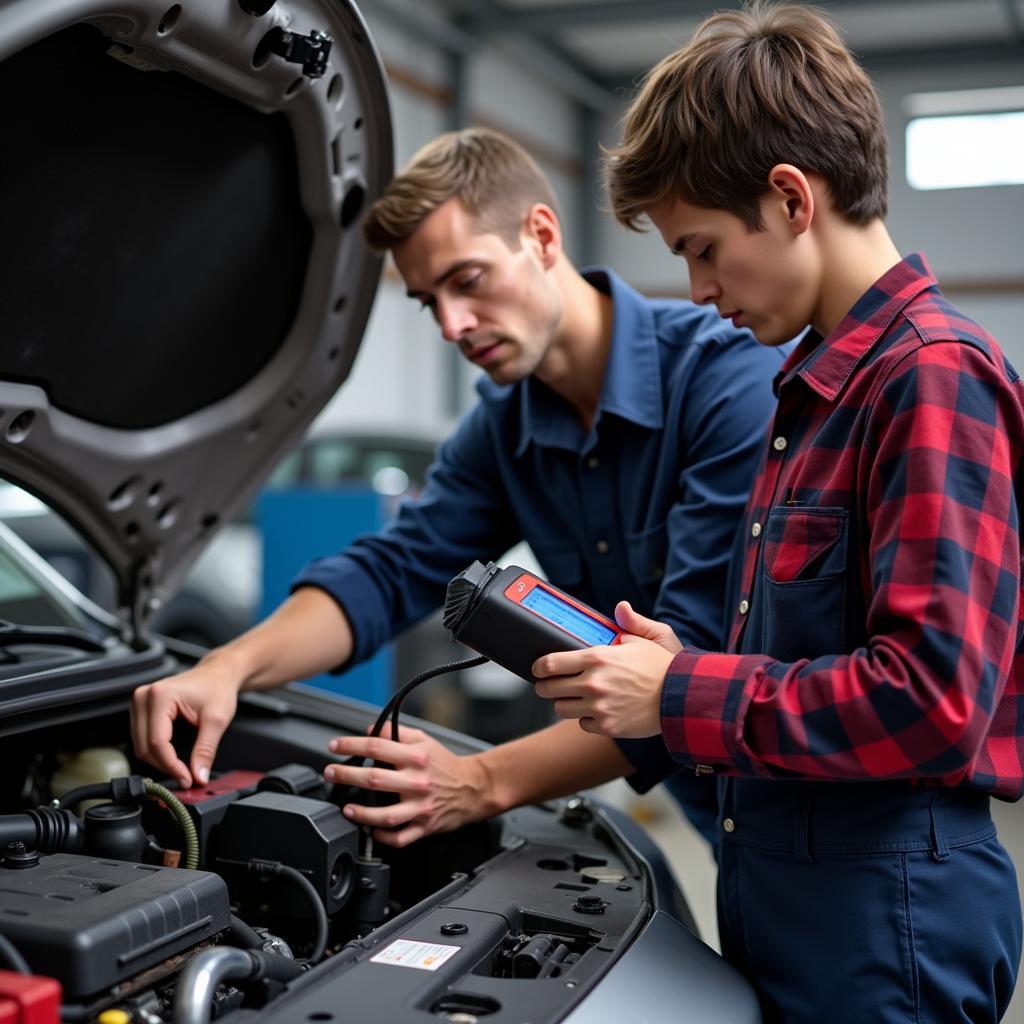 Mechanic Checking Car Engine