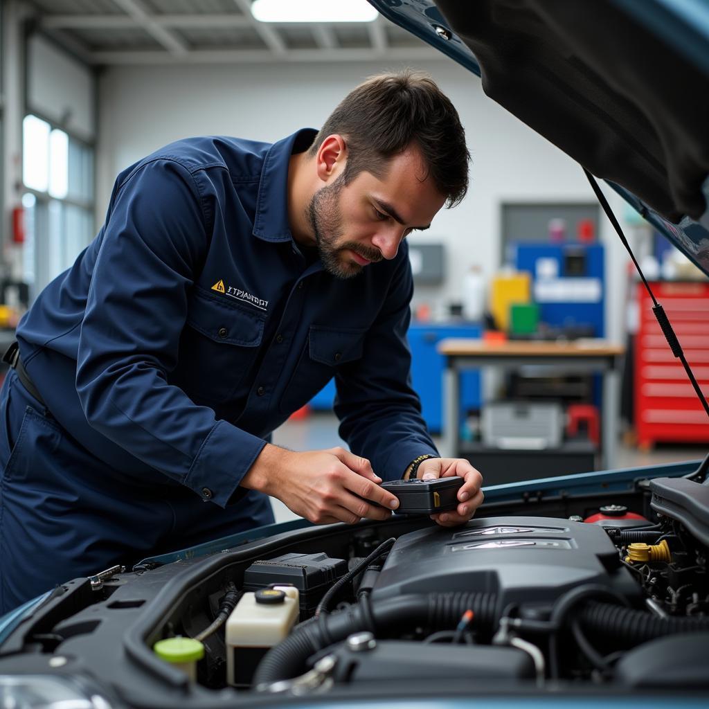 Mechanic Checking Car Engine