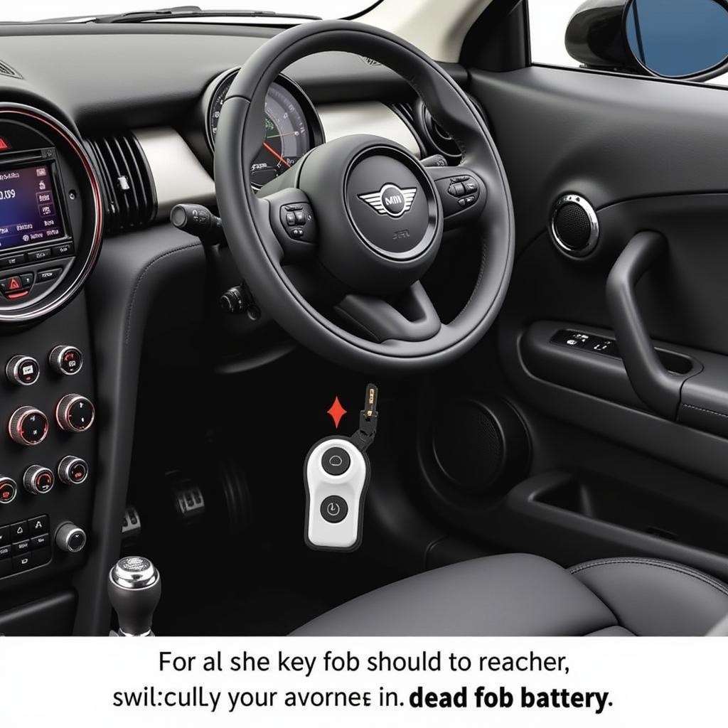 Placing the Mini Cooper Key fob near the steering wheel