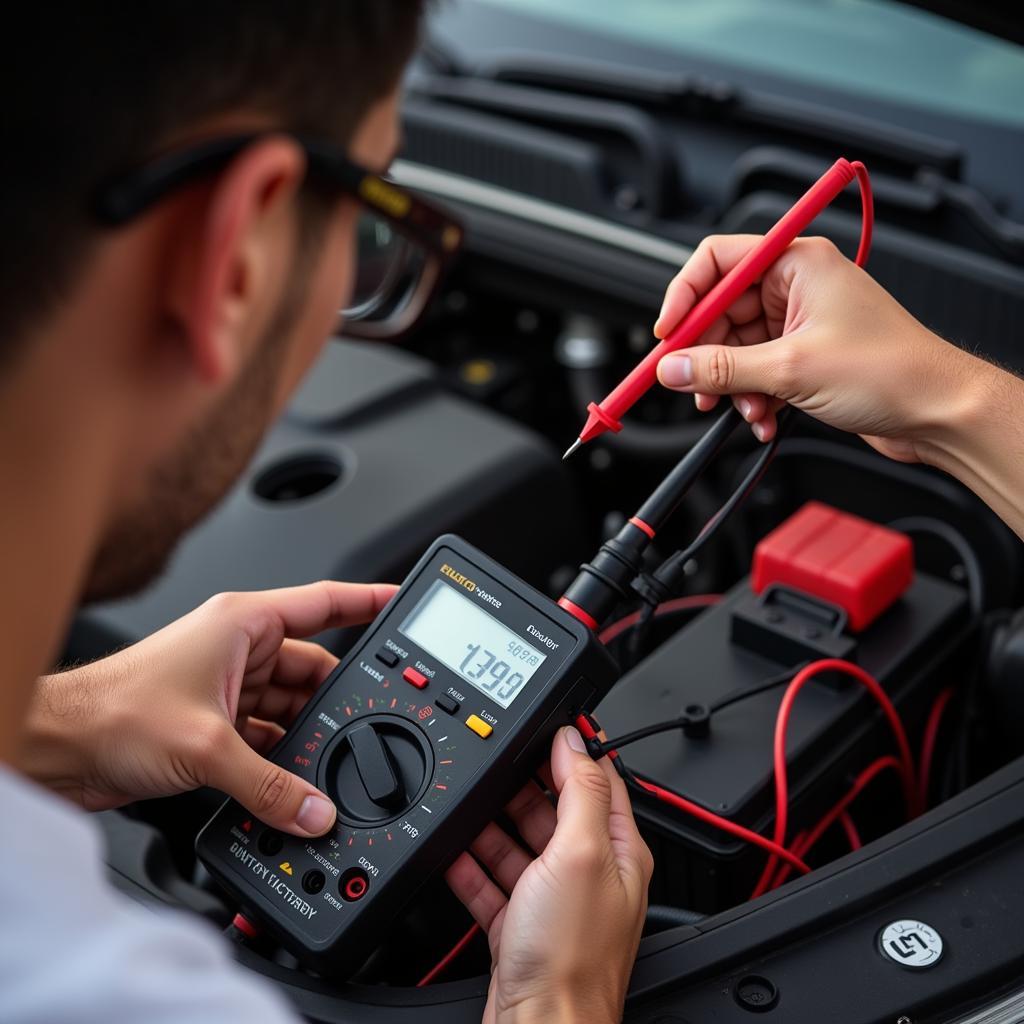 Testing Car Battery with Multimeter