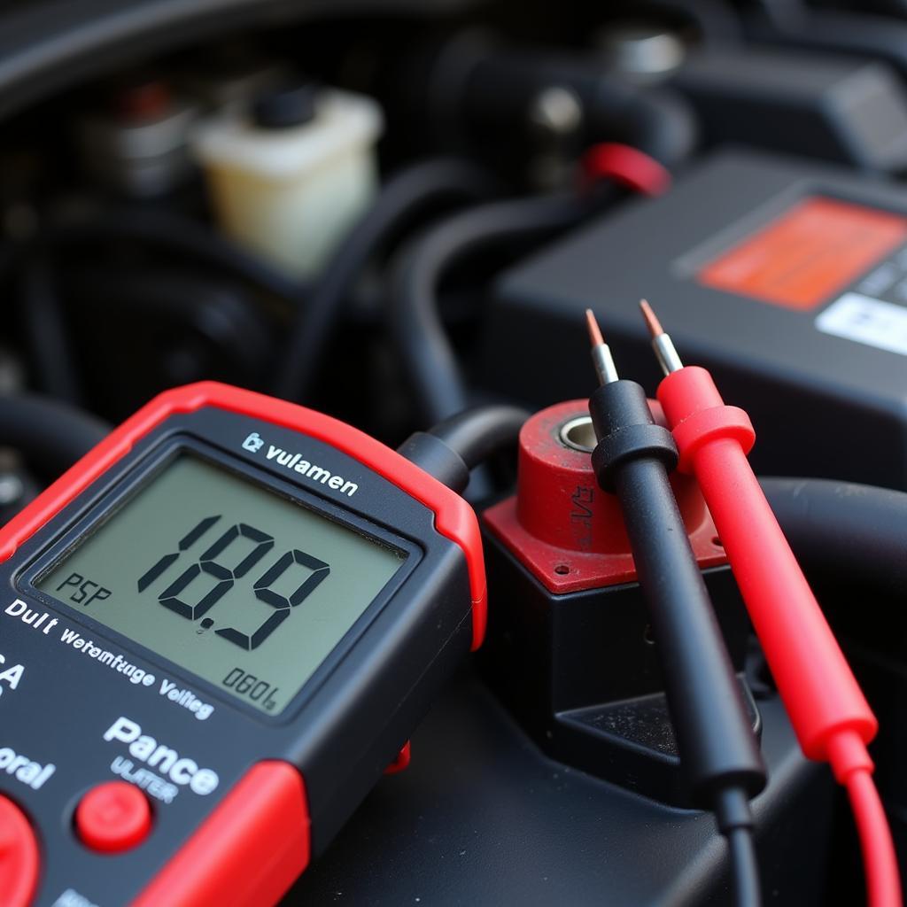 Testing Car Battery Voltage with Multimeter