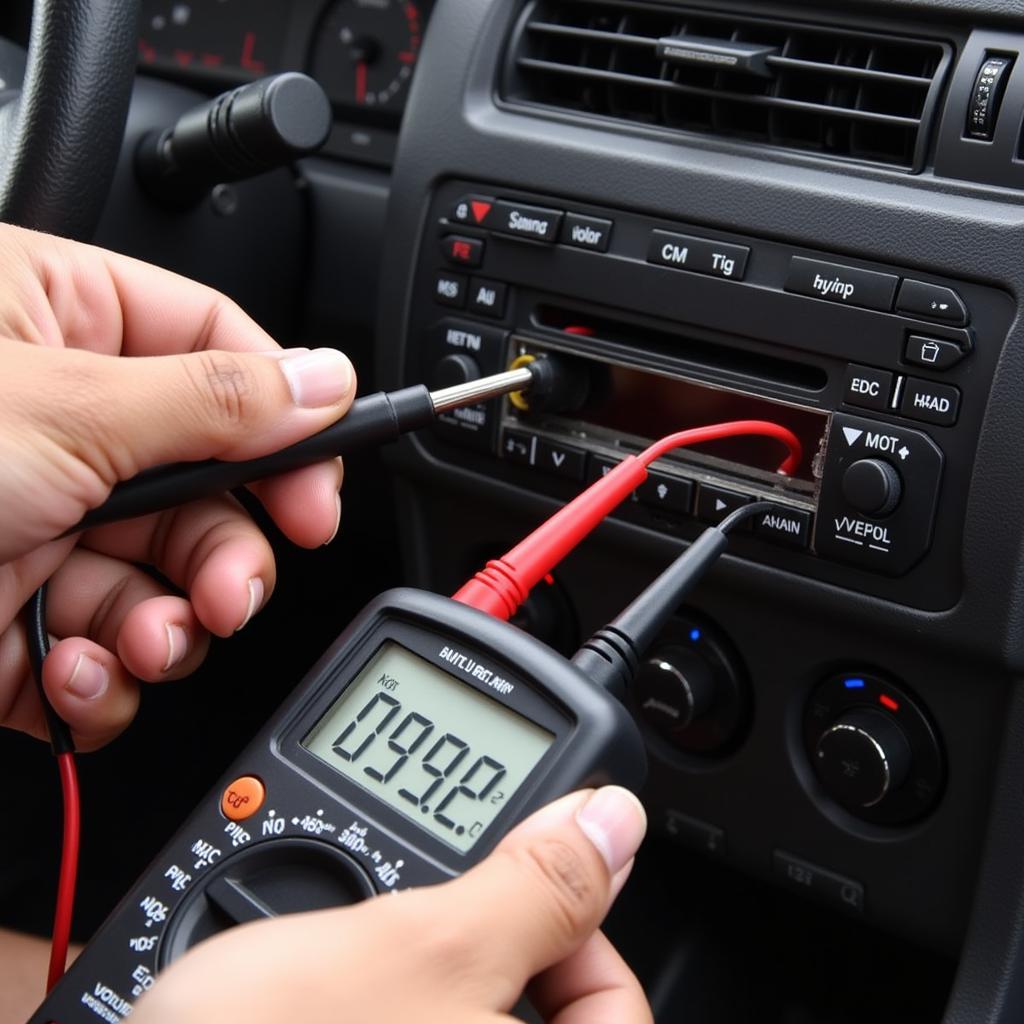 Multimeter Testing Car Radio Wiring