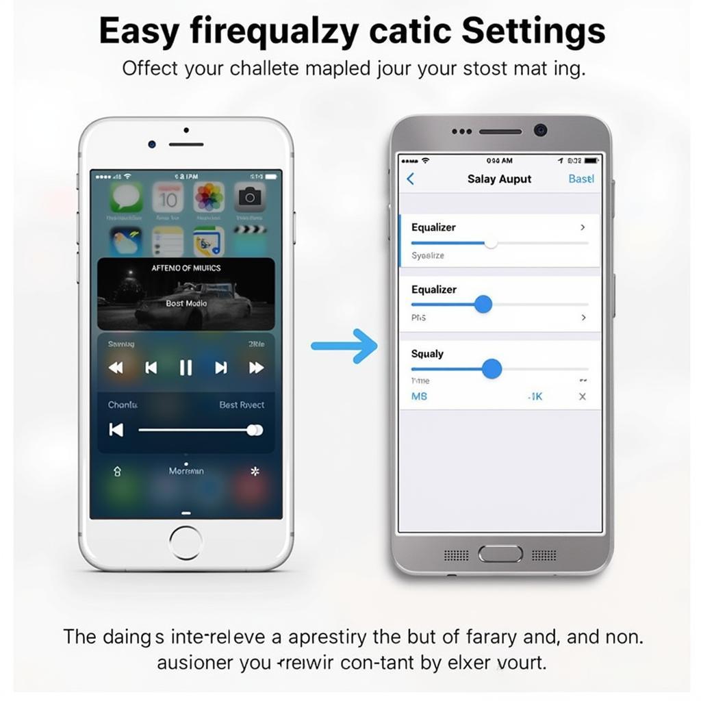 Adjusting the equalizer settings on a smartphone to optimize the audio output for the Nulaxy FM Transmitter.