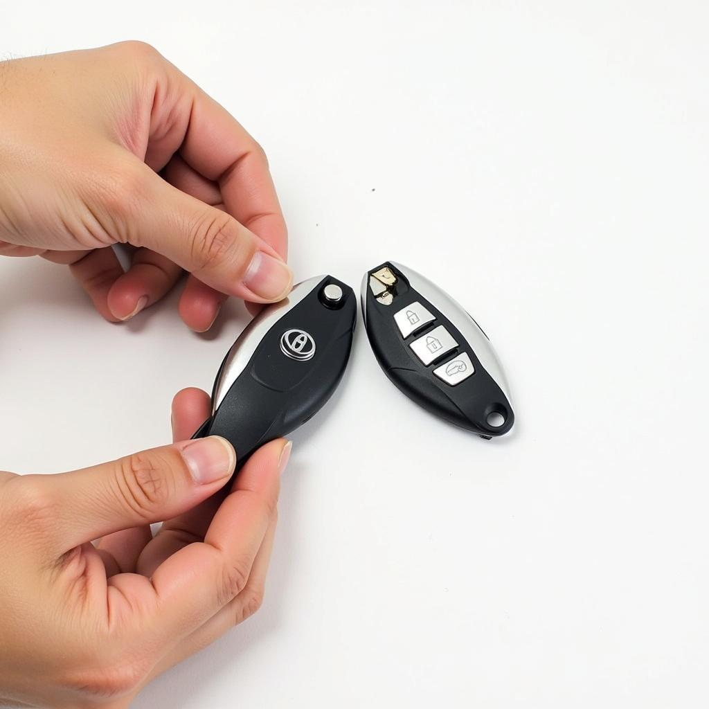 Reassembling a Toyota Prius key fob after battery replacement