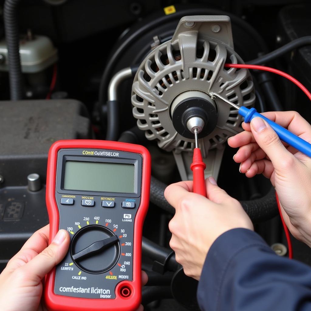 Using a multimeter to test a car alternator