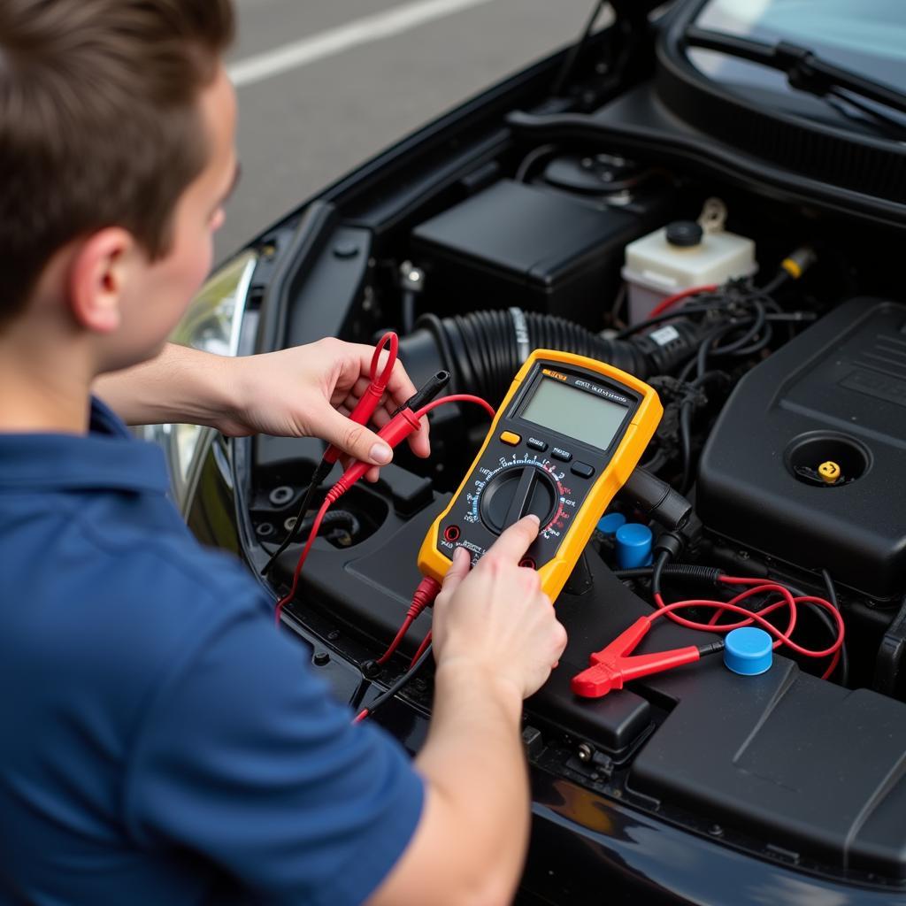 Testing a Car Battery with Multimeter