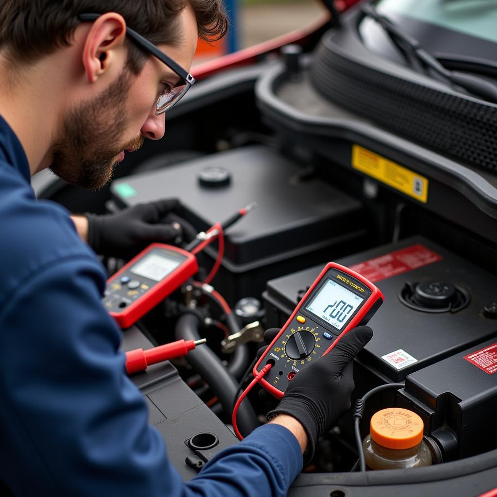 Testing Car Battery with Multimeter