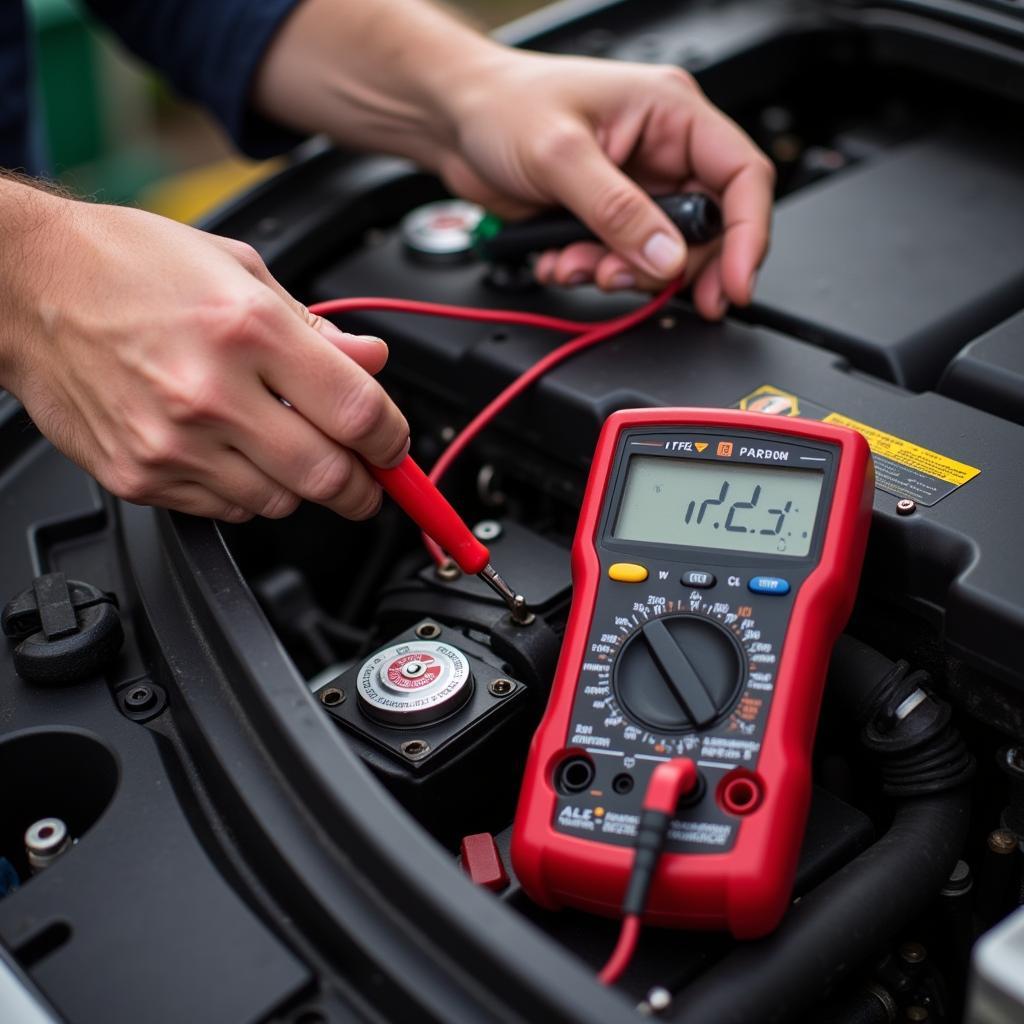 Testing Car Battery with Multimeter