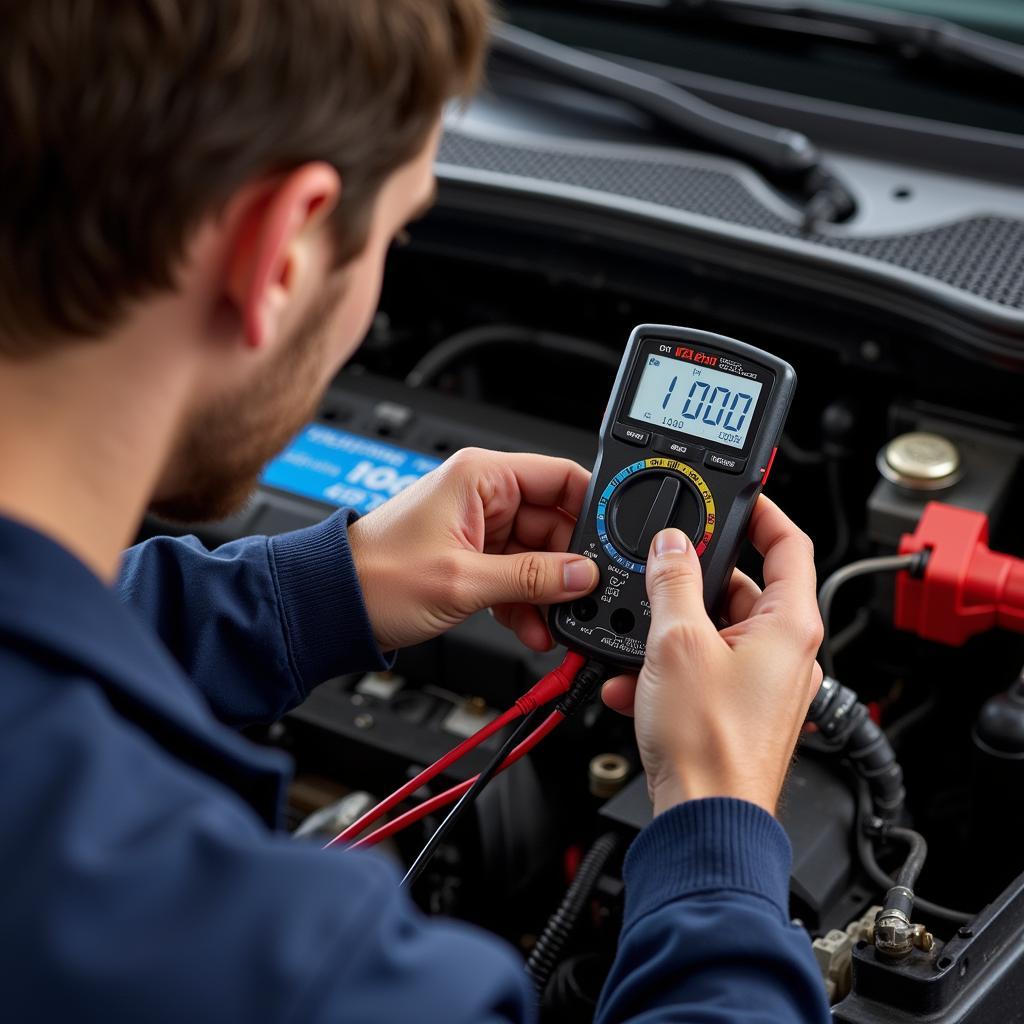 Testing Car Battery with Multimeter