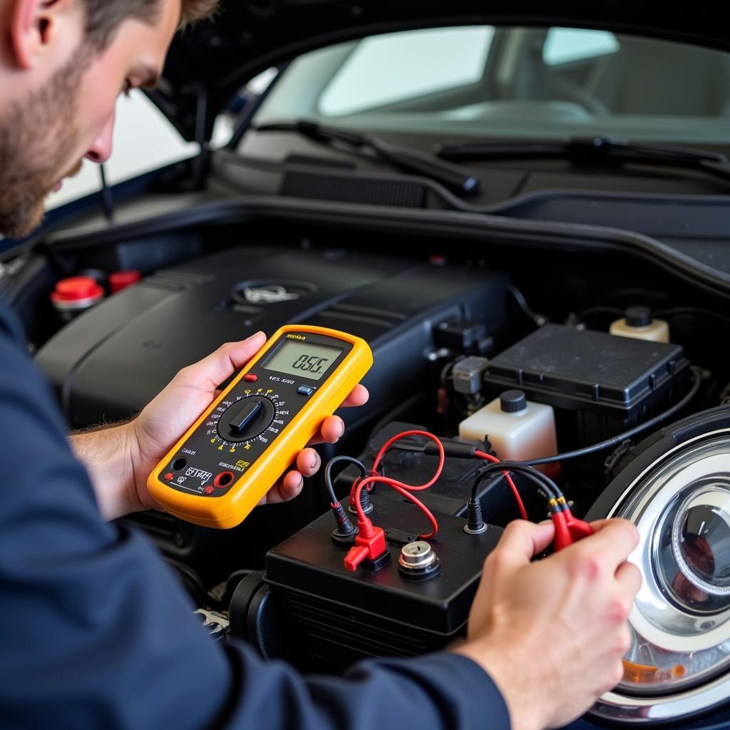 Testing Battery Voltage with a Multimeter on a Mini Cooper