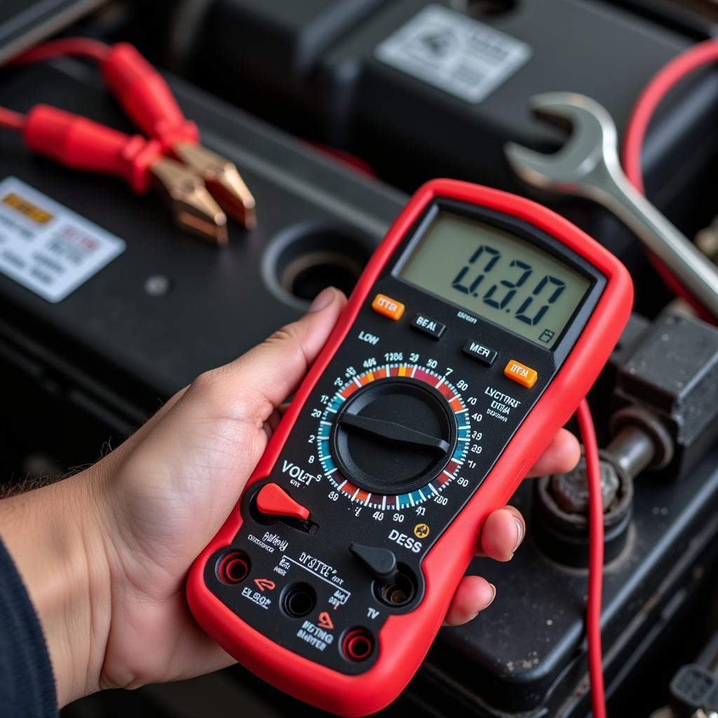 Testing Truck Battery with Multimeter