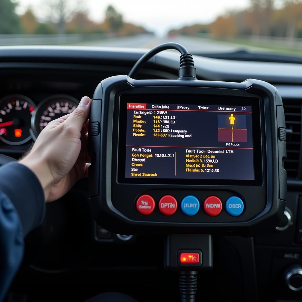 Performing a diagnostic scan on the truck engine