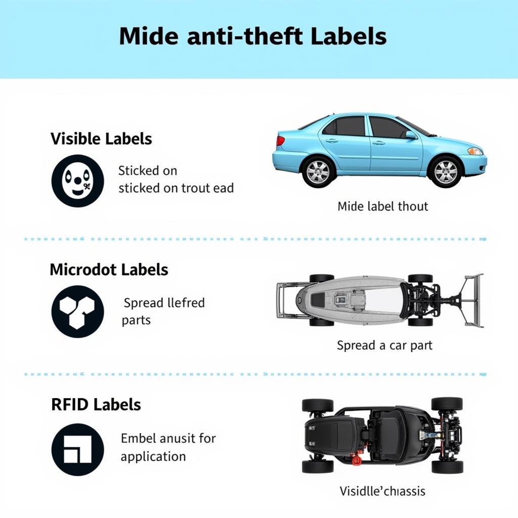 Different types of anti-theft labels for vehicles