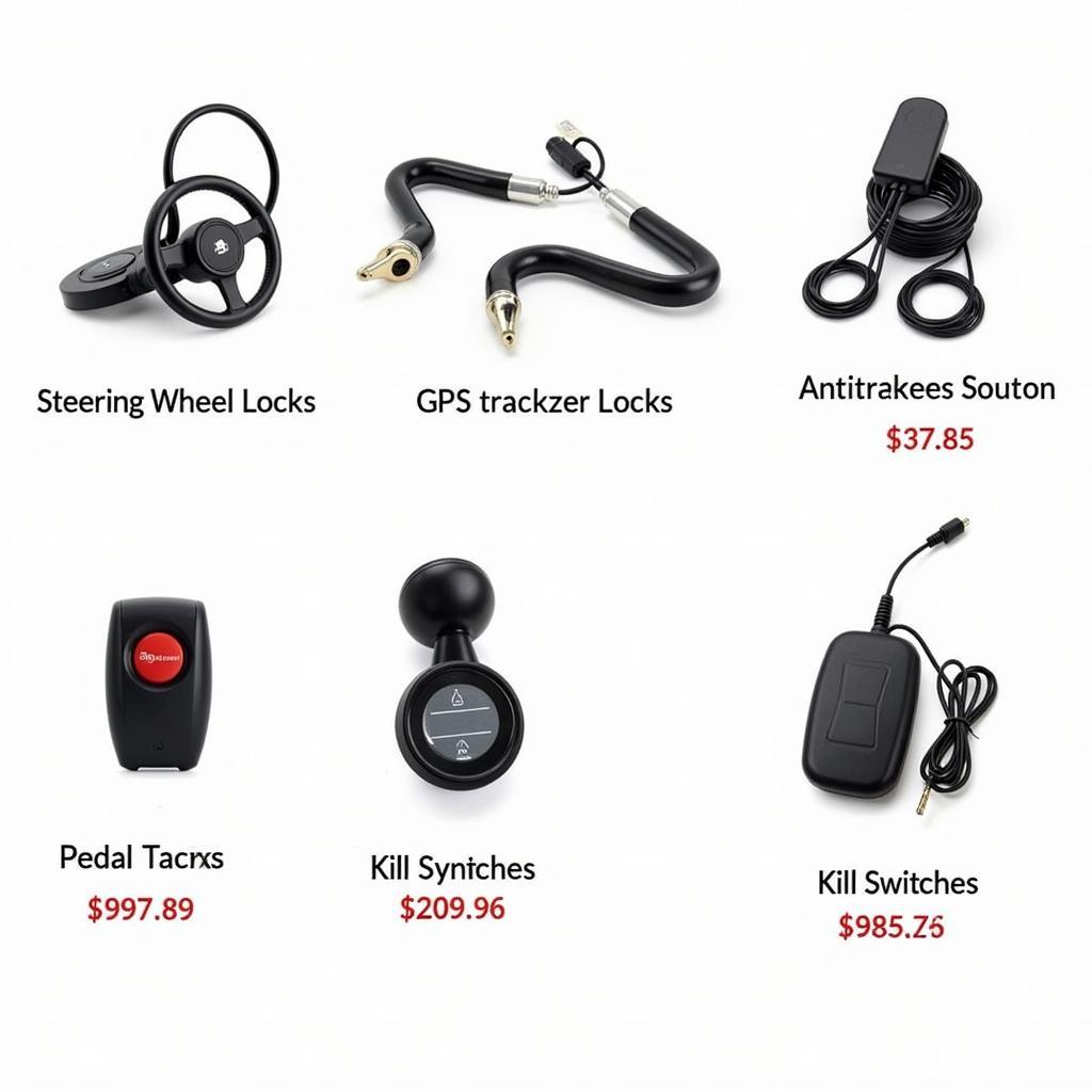 Different types of car anti-theft devices with price tags