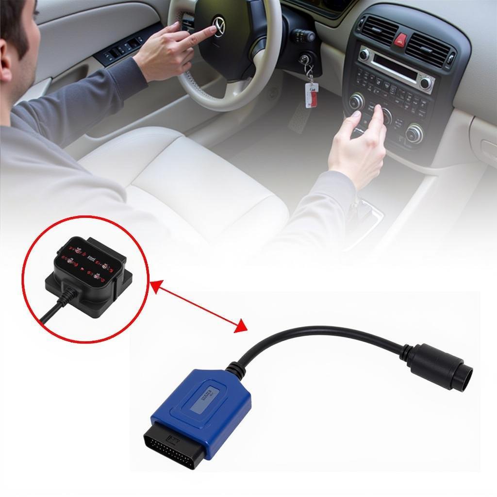 VCDS Diagnostic Interface Connected to a Car's OBD-II Port