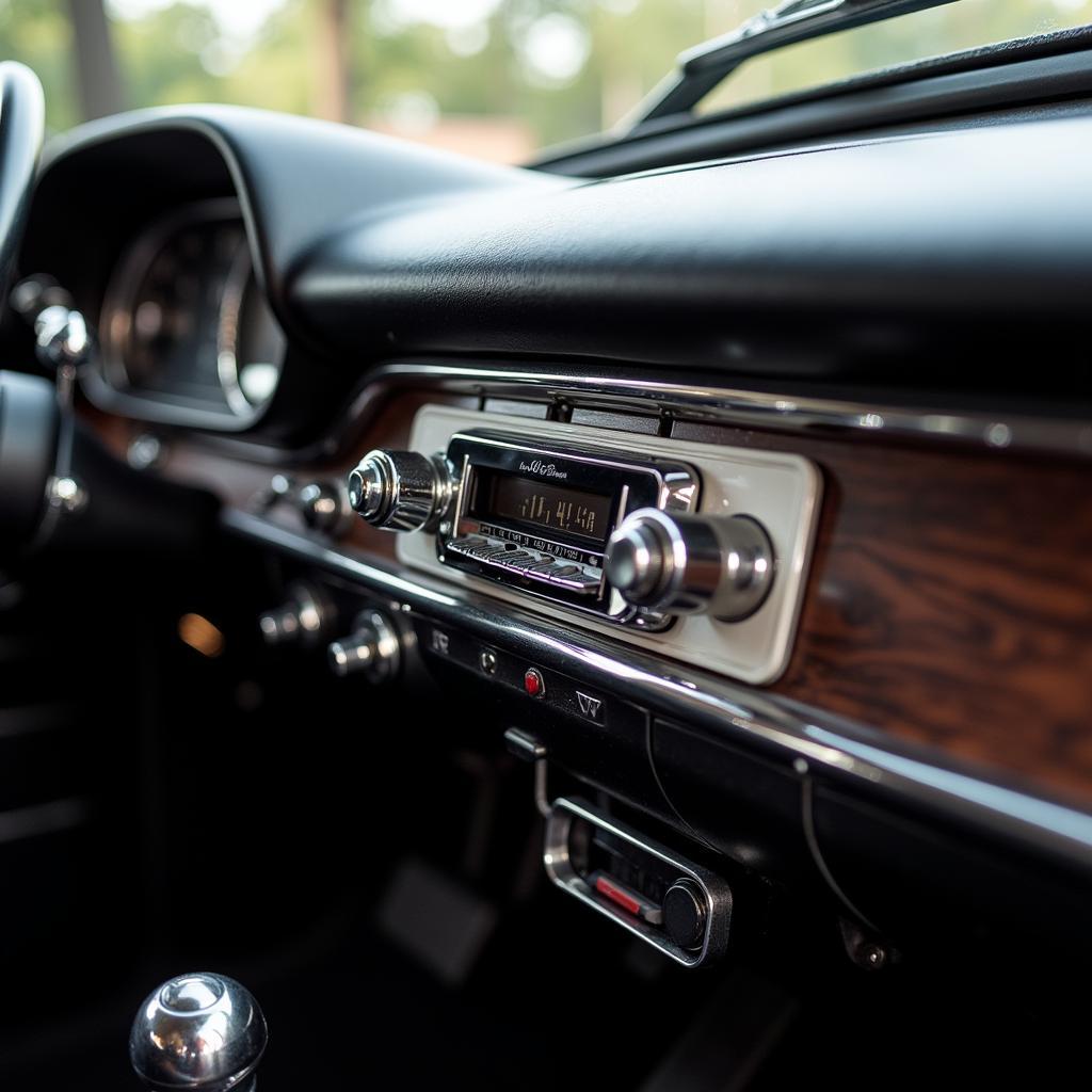 Vintage Bluetooth Radio Installation in Classic Car Dashboard