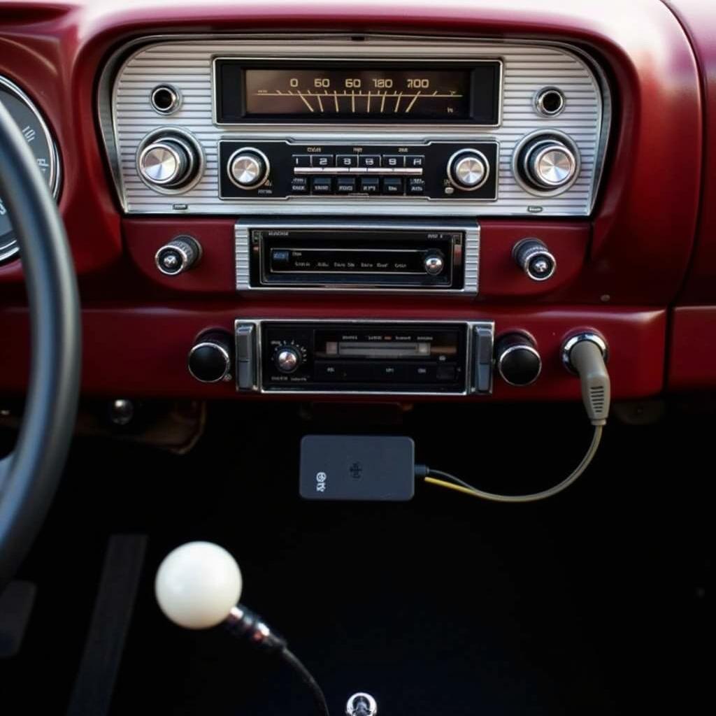 Vintage Car Radio with Hidden Bluetooth Adapter